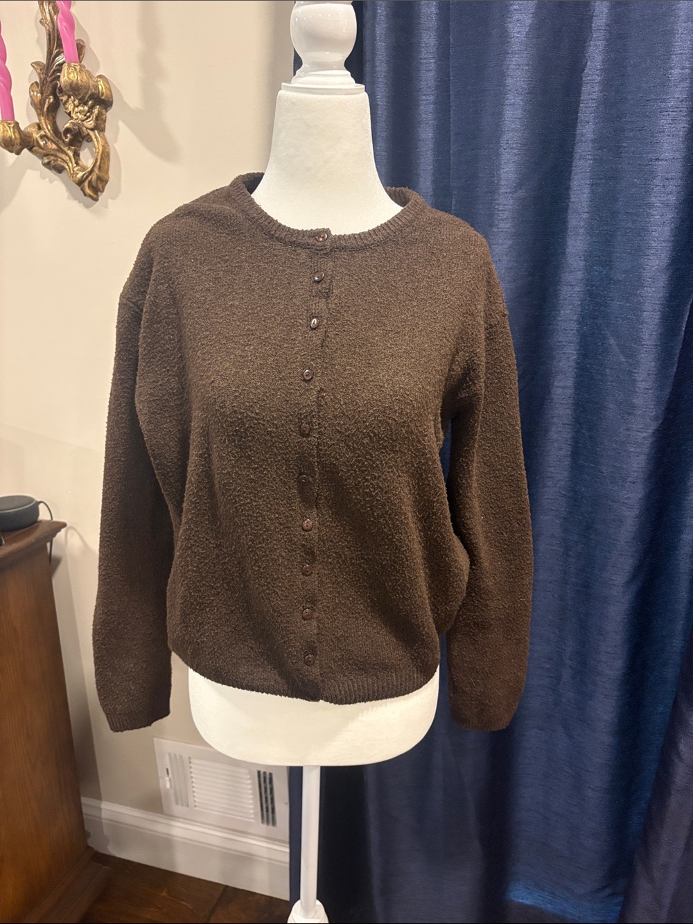 Cloth by design brown fuzzy cardigan